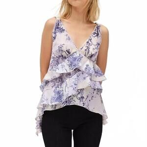 UO Ecote Debbie Asymmetric Tiered Ruffle Tunic Tank Top Urban Outfitters Small